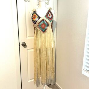 Bohemian Crochet Fringe cover up
